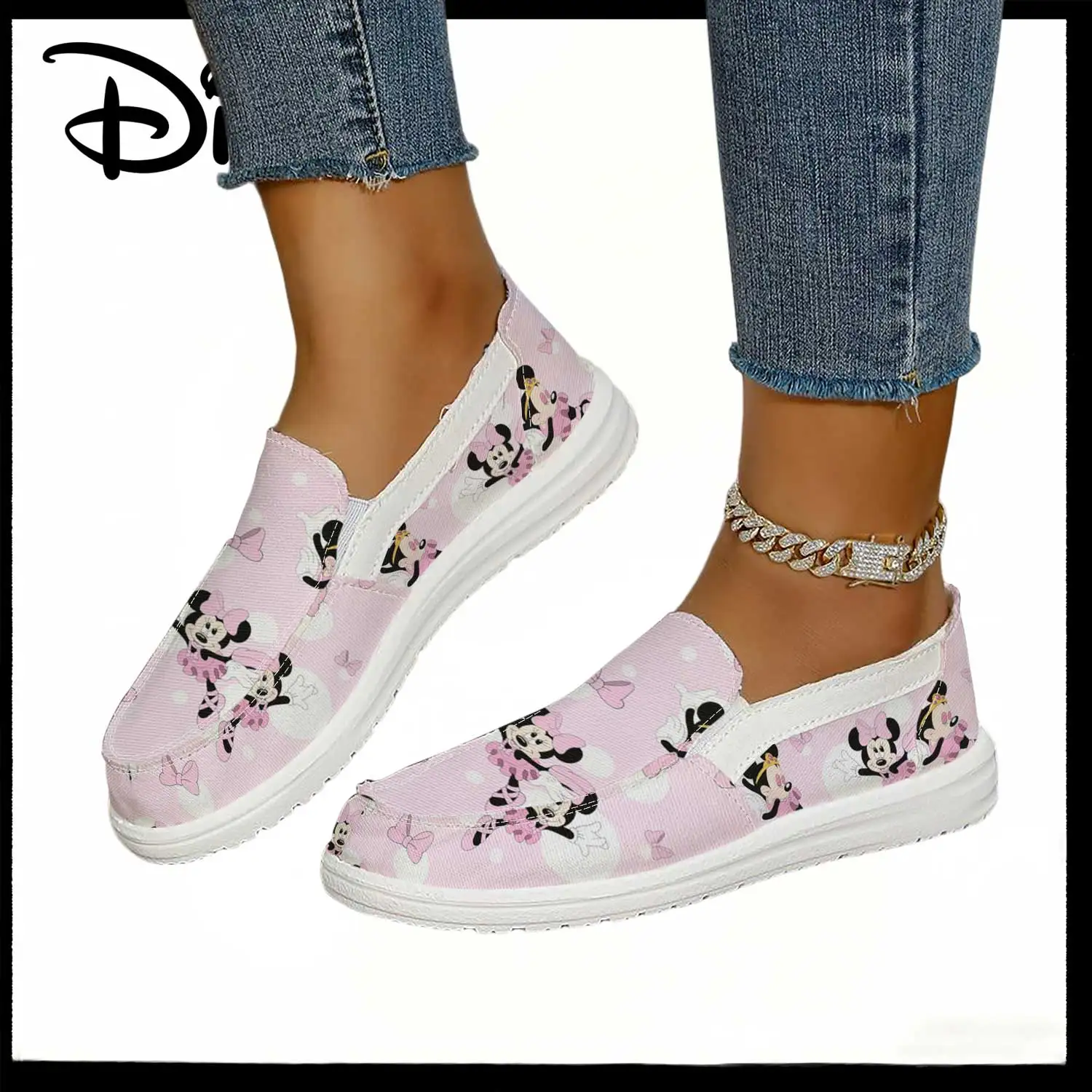 

Розовые слипоны с принтом балерины Минни Маус от Disney – удобная повседневная обувь для женщин