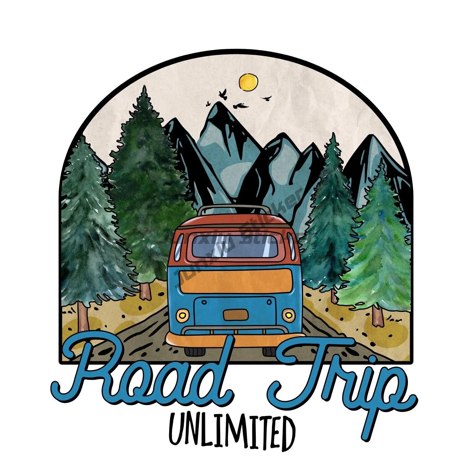 Personality Road Trip Adventure Awaits Waterproof Car Stickers Coffee Funny Car Stickers, Trunk Cover