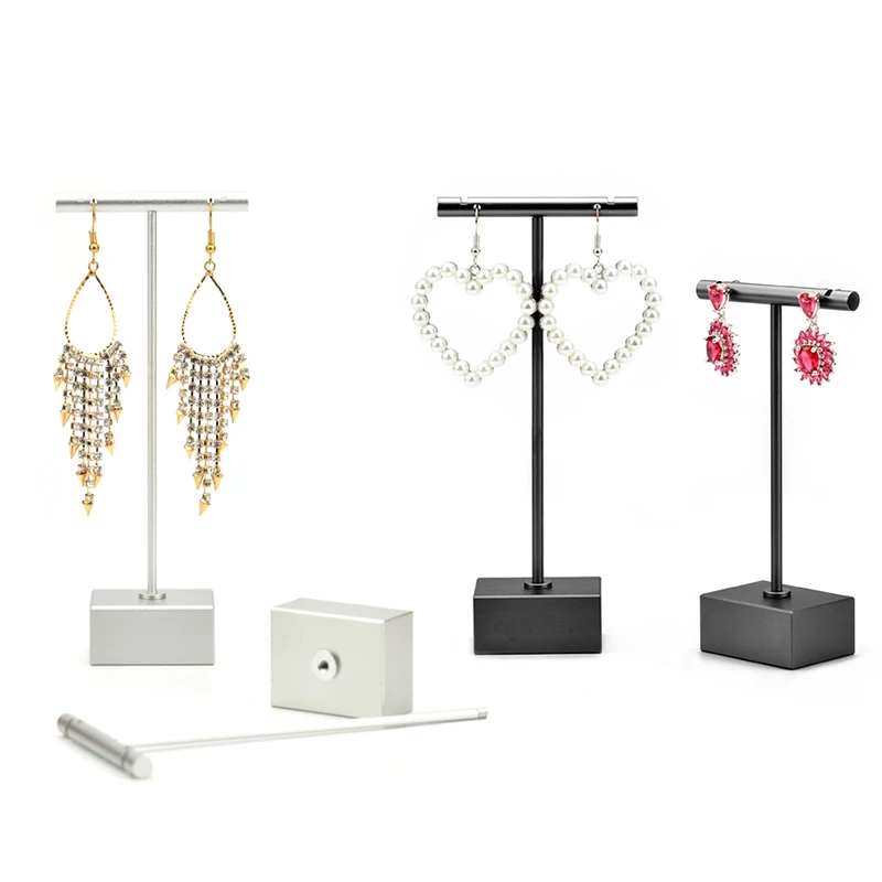 Moderne Schmuck Ohrringe Display Stand halter t Bar Rack Turm Metall Ohrring Halterung Veranstalter Ohr stecker hängen Lager regal