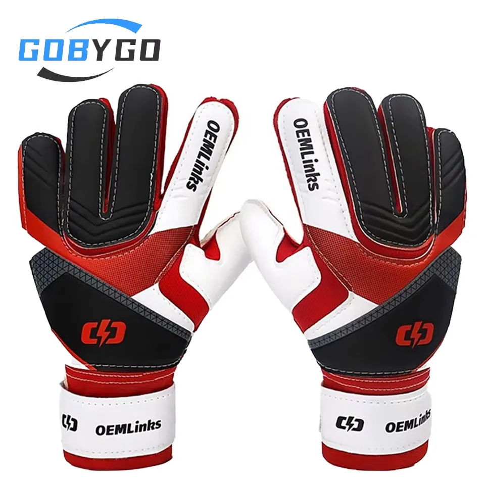 GOBYGO 1Pair Thick Latex Goalkeeper Gloves Adult Children's Soocer Training Breathable Goalkeeper Gloves Football Finger Protect