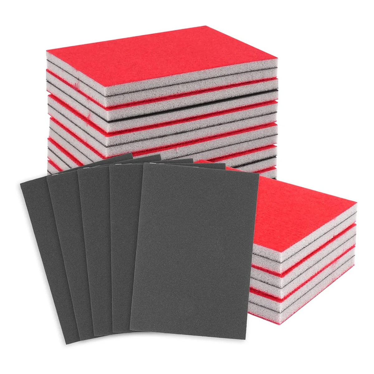 BAAQ Set di spugne abrasive da 24 pezzi, carta vetrata a umido e asciutto grana 80-3000, spugna abrasiva flessibile per legno, tamponi abrasivi professionali