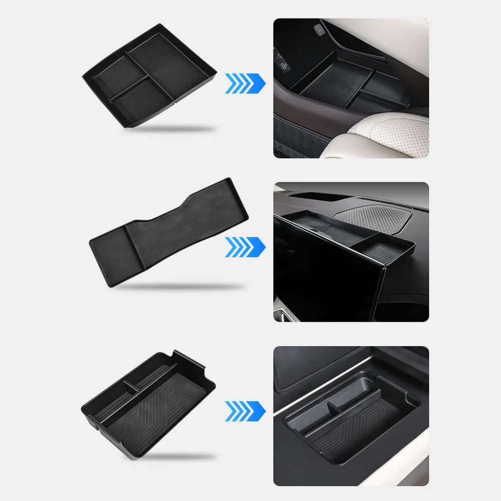 ل Denza N9 صندوق تخزين مادة السيليكون خلف الشاشة الداخلية تعديل لوازم وحدة التحكم المركزية صندوق تخزين سفلي #2