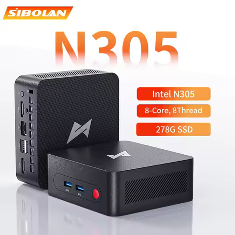 SIBOLAN 600E Mini PC Intel N305 CPU 3.8GHz Windows 11 Pro 16GB M.2 2666MHz DDR4 RAM 1TB SSD For Home Desktop Computer
