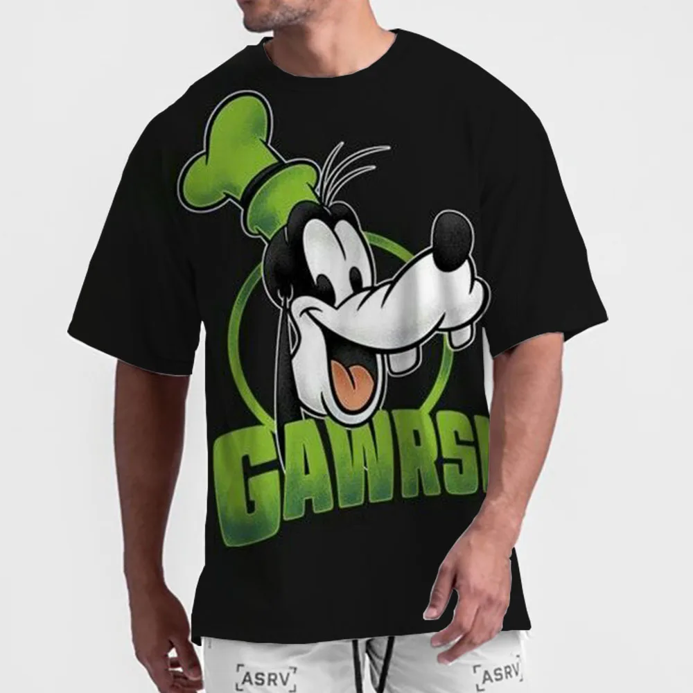 Summer Fashion New Men's Disney Goofy Printed T-shirt Round Neck Pullover Big Short Sleeve Street Fashion Harajuku Luxury Top