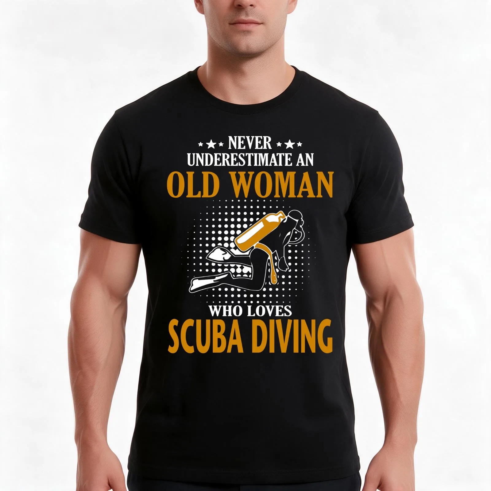 Scuba Diving T-Shirt, Summer Casual Cotton Tee, Oversized Streetwear Tops, Vintage Graphic Print, Loose Fit Short Sleeve