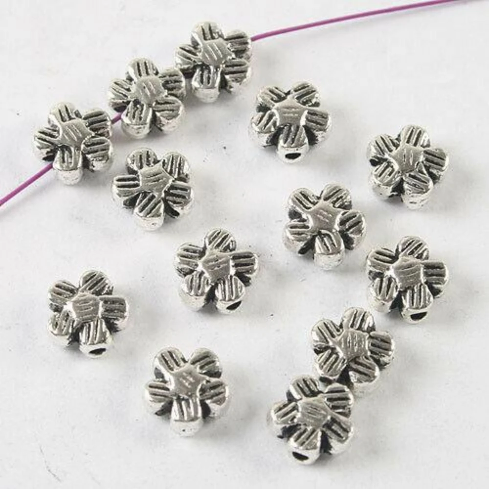 

30PCS 6mm DARK SILVER TONE 6MM FLOWER SPACER BEADS H3698