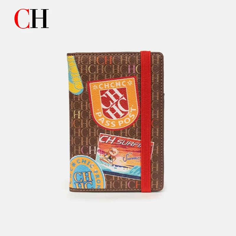CH Wallet For Women Luxury Cartoon Sticker Card Holder Fashion Passport Wallet Elegant Leather Purse For Daily Travel Gift