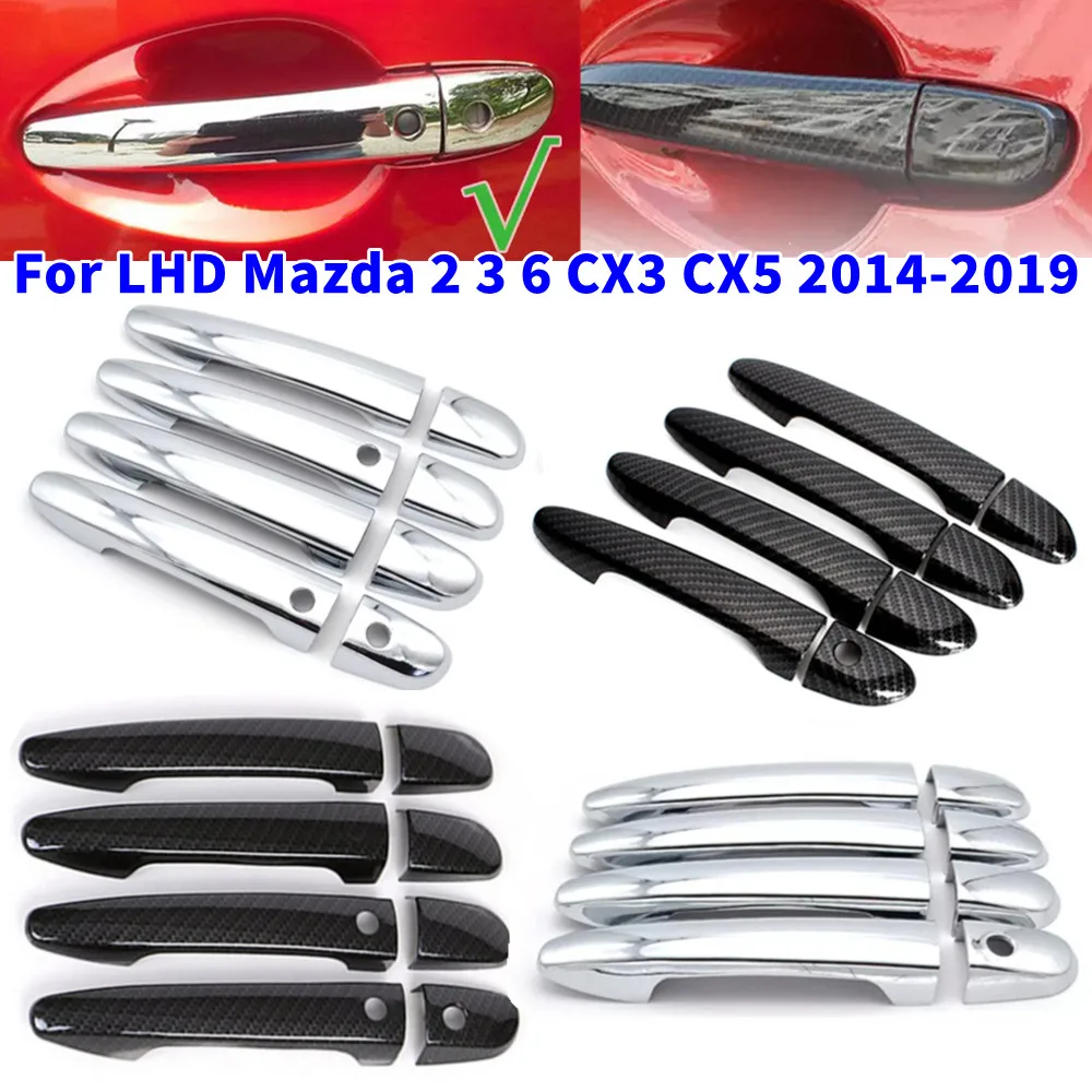 

1 Set For LHD Mazda 2 3 6 CX3 CX5 2014-2019 Exterior Smart Door Handle Frame Cover Trim ABS Protective Sticker Accessories