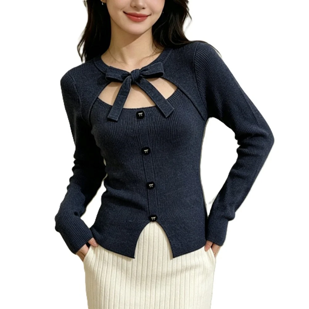 For Women 40kg-60kg Long Sleeve Shirt Bow Tie Blouse For Outdoor Activities For Leisure Female Tops Longsleeve