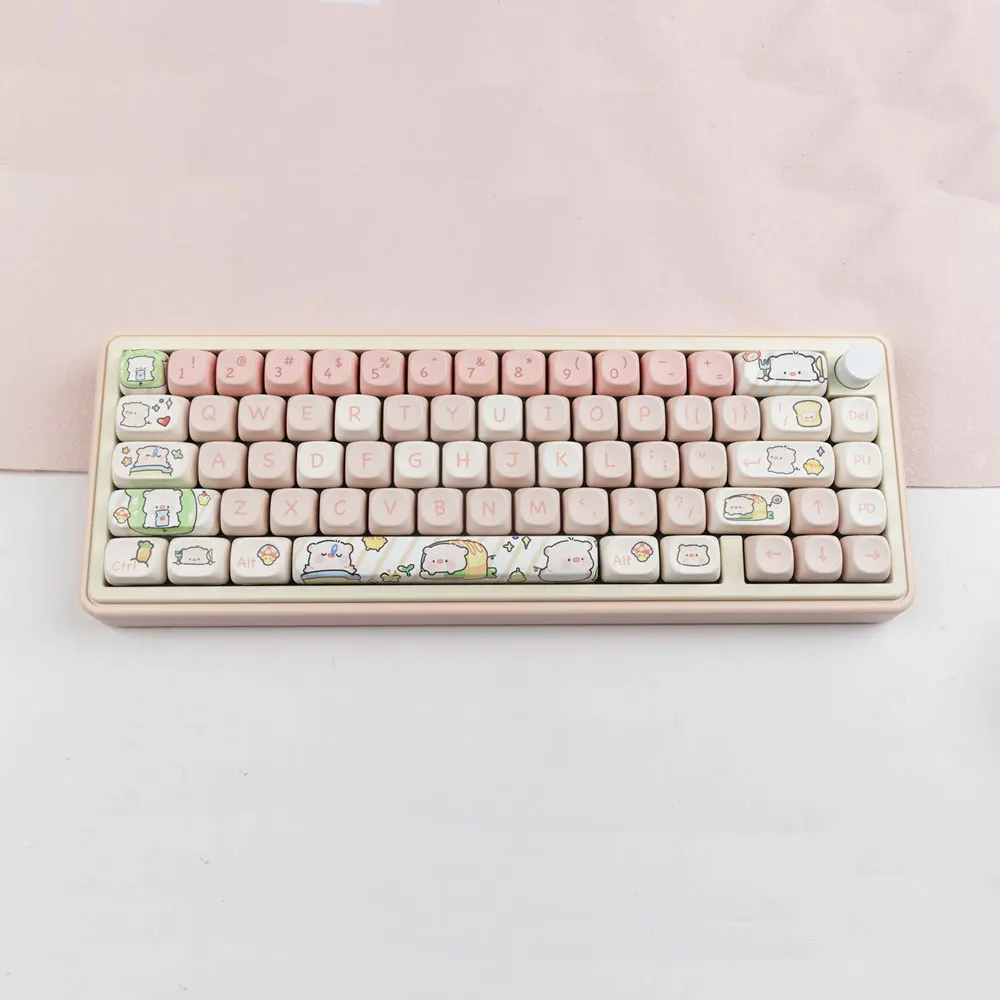 

Pink piglet keycaps MOA profile Dye-Sublimation PBT keycap 140keys