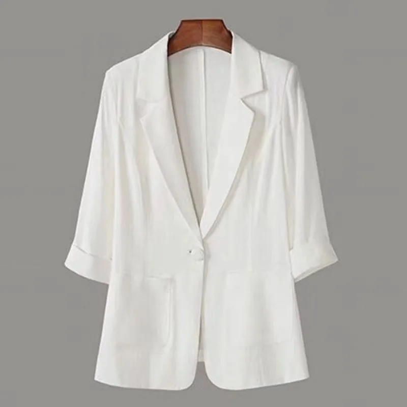 Short Slim Fit Summer Jacket Women Leisure Style Thin Seven Sleeve Casual Sun Protection Top Female Fashion