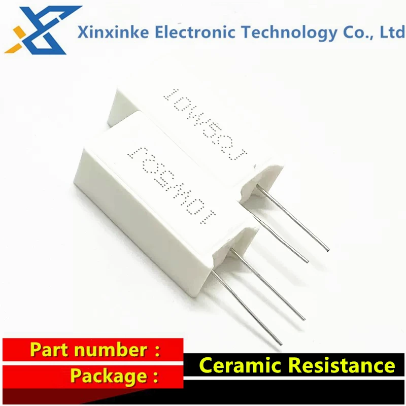 Resistencia de cemento Vertical de cerámica, 5 piezas, 5W, 0.01R ~ 100K, 1R, 3.3R, 3.9R, 10R, 22R, 47R, 51R, 100R, 680R, 1K, 68, 82, 20, 510 ohm