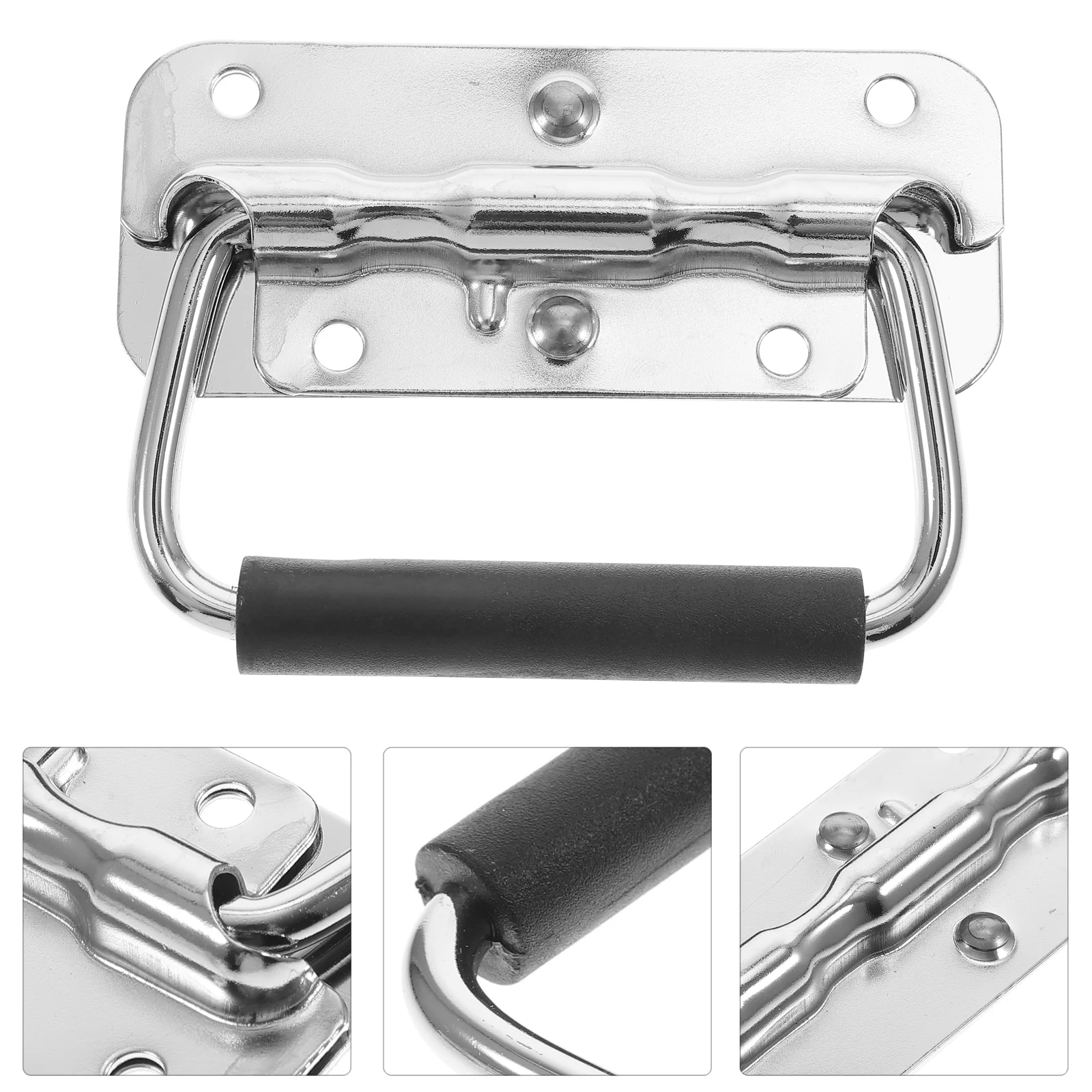 

4 Pcs Black Spring Loaded Surface Mount Handle Stainless Steel Folding Lift Ring Cabinet Pull Storage Box Tool Chest Handles