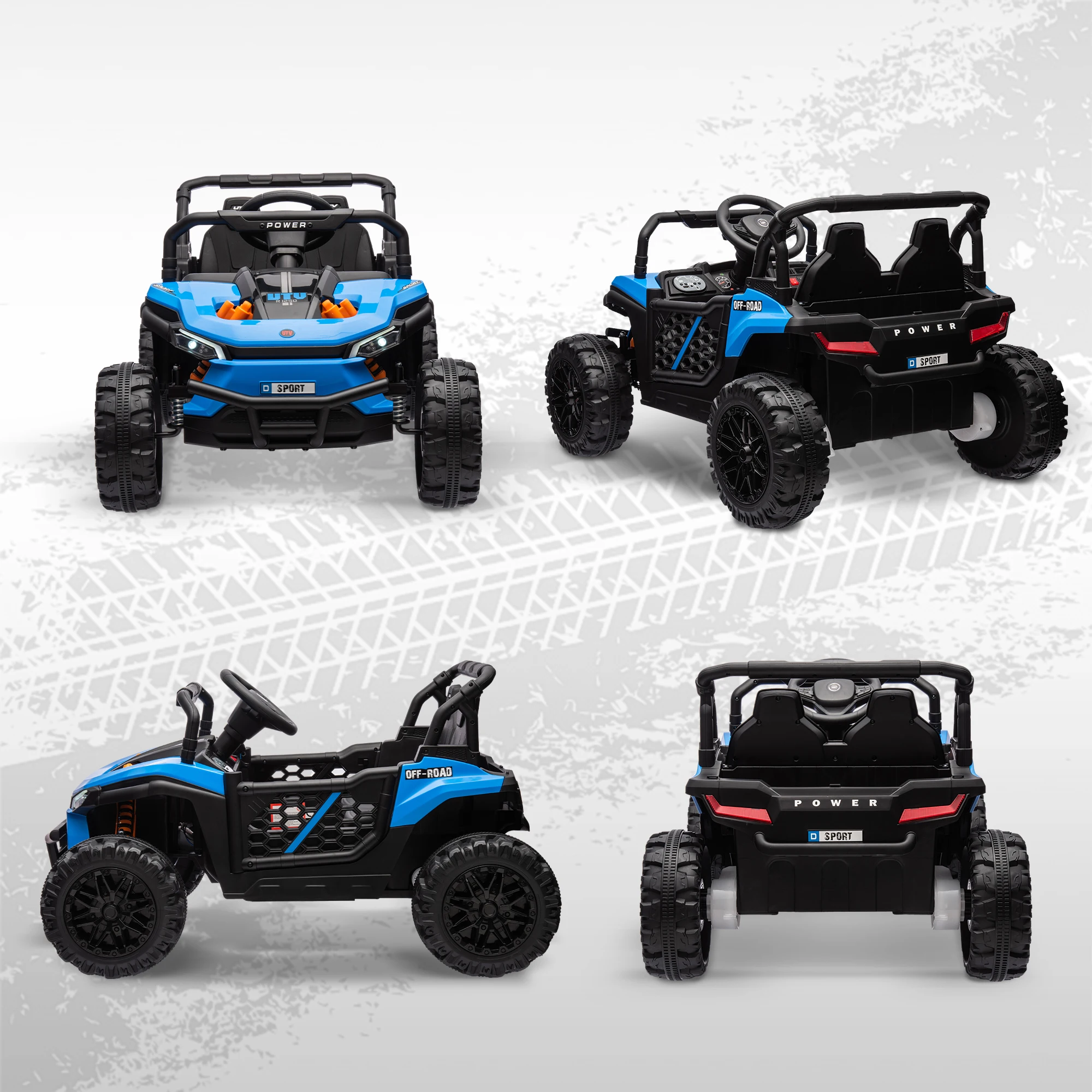 12V Ride on Truck Utv Toy with 4-Wheel Suspension, Remote Control, Blue
