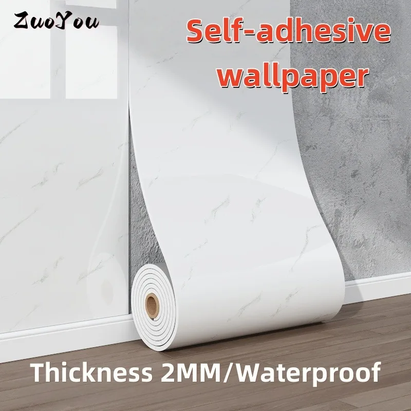 

40CM×10M Self-Adhesive Wall Papers Imitation Marble Waterproof Easy Paste for Living Room Bedroom Decoration Thick Wall Stickers
