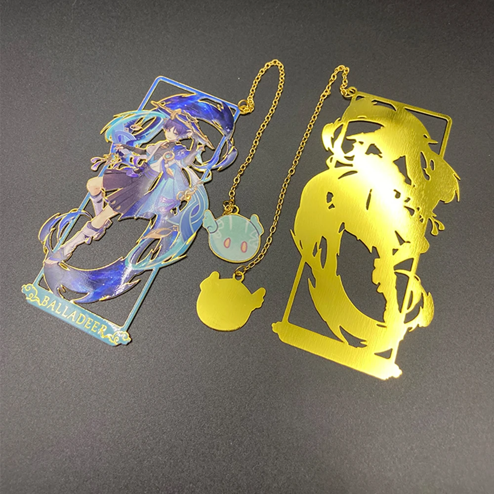 Marcapáginas de Metal ahuecado de juego de Anime, llavero de regalo para fanáticos, Knave, Arlecchino, Nahida, Kokomi, Wanderer, Zhongli, Xiao