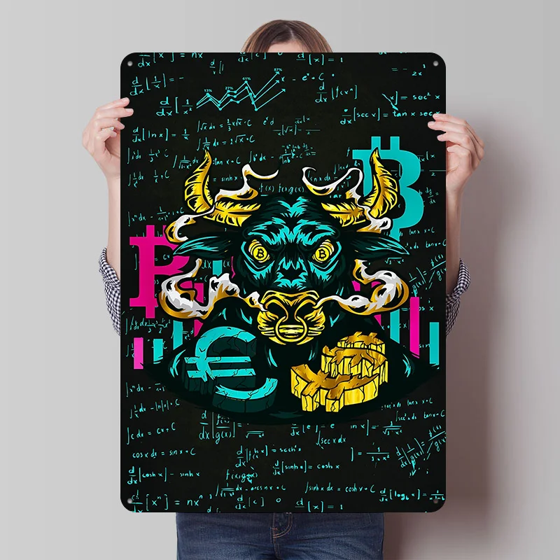 Börsenmarkt Vaporwave Blechposter Individuelle Wandkunst Vintage Metallschilder Retro Blechplakette für Gamer-Dekoration Gaming-Inneneinrichtung