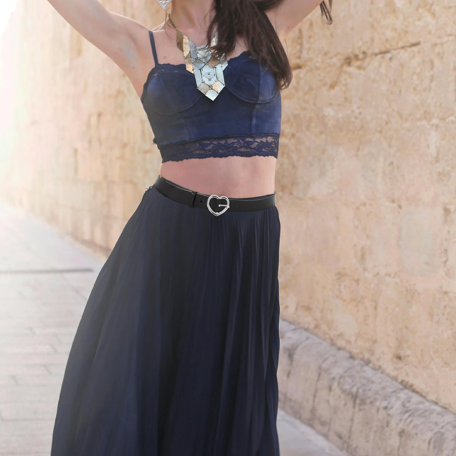 

10Pcs Heart Waist Buckle Alloy Decorative Single Prong Belt Buckle Versatile Heart Design Hardware Belt Buckles