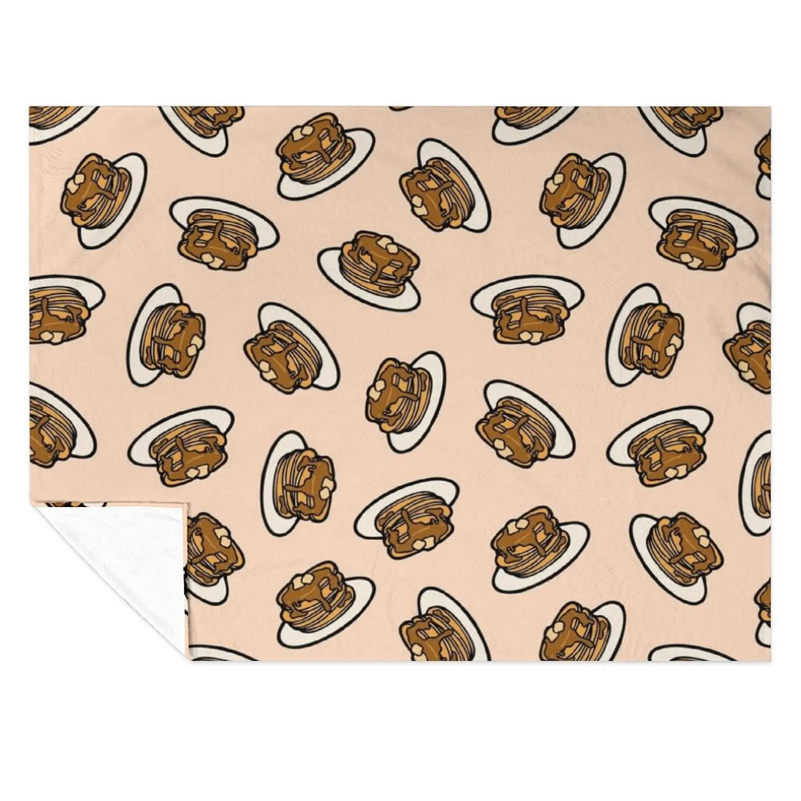 

Pancakes with Butter and Syrup Pattern on Pale Peach Throw Blanket Blankets For Sofas Multi-Purpose Soft Plaid Blankets