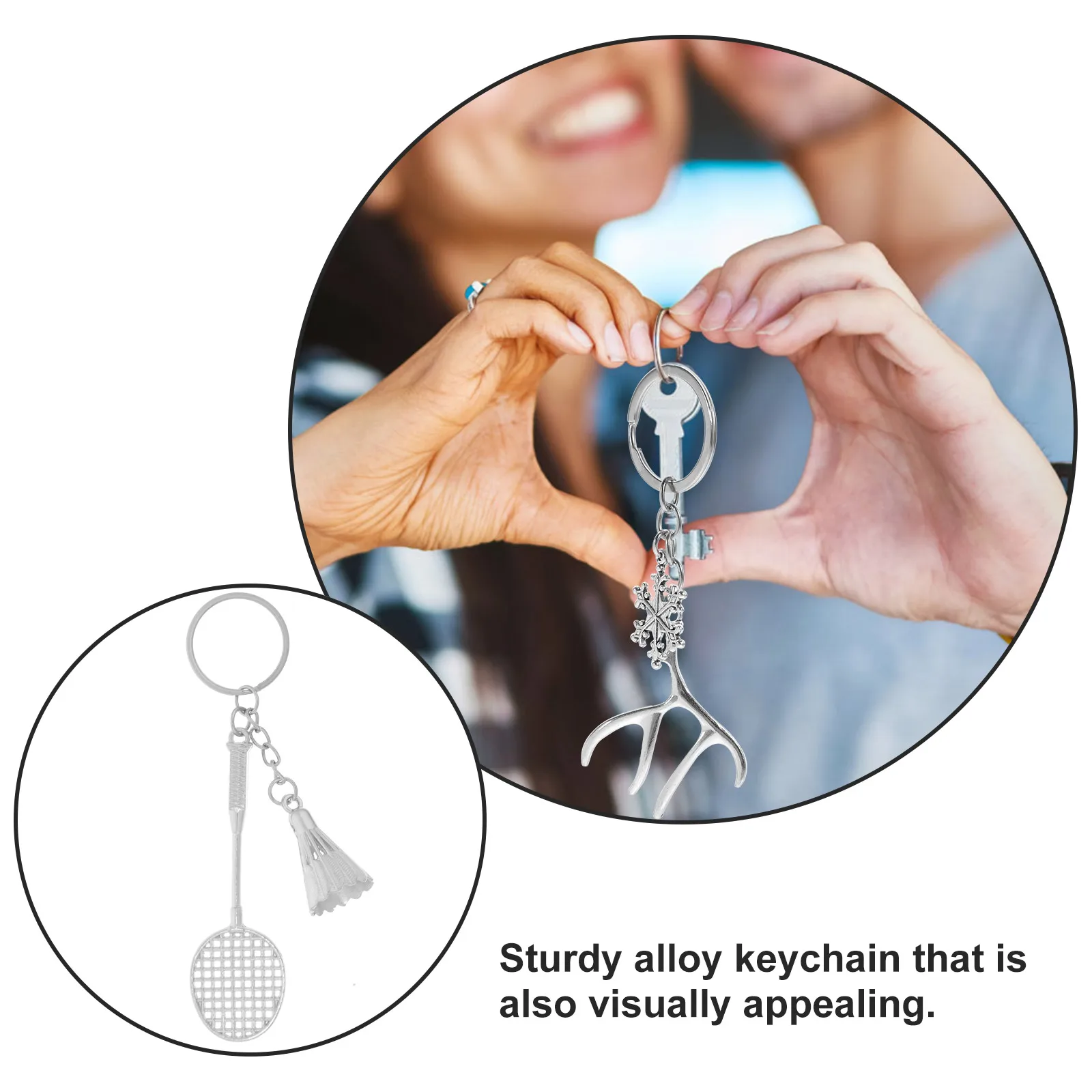 

2 шт. брелки для бадминтона, металлические прочные подвесные брелоки для ключей, подвесные украшения для сумки, спортивные аксессуары, подарок для подростков