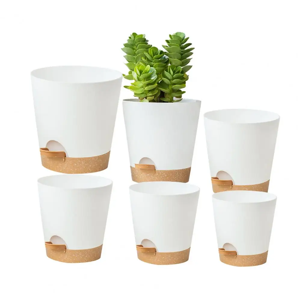 

Flower Planter Pot Modern Self Watering Flower Pots for Indoor Outdoor Plants Set of 6 Plastic for Vegetables for Desktop