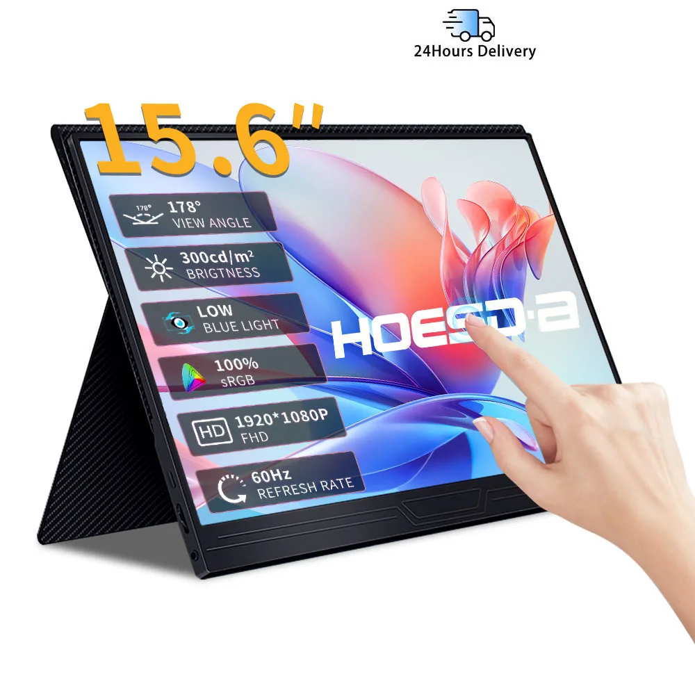 HOESD.a 15.6 inch Touch Monitor Gaming Portable Monitor 1080P 300cd/m2 Extended Display for Laptop Phone PC Switch Xbox PS4/5