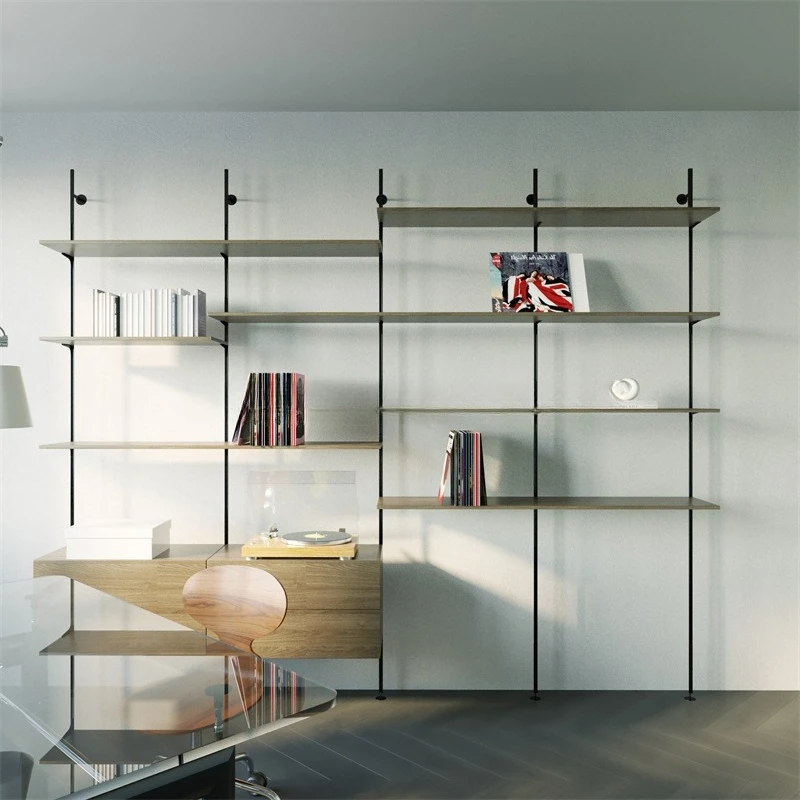 أرفف حائط حديثة، أرفف كتب حائطية كاملة، غرف الدراسة، خزائن تخزين متعددة المستويات، خزائن عرض من الأرض إلى السقف #3