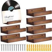6PCS Wood Vinyl Record Shelf Wall Mount Small Wall Record Holder Display Shelf Vinyl Record Shelves Record Album Display Holder