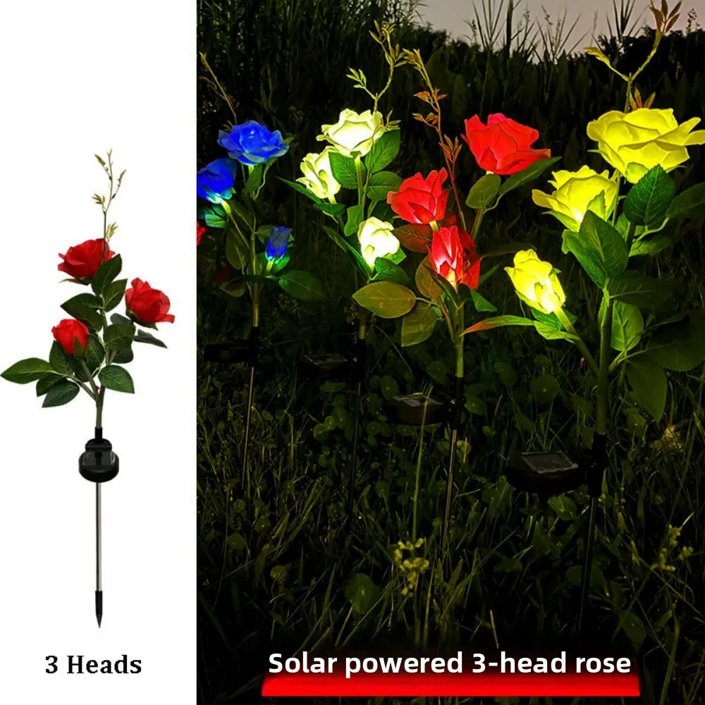 3/5 Heads LED Simulated Solar Lights Waterproof 5 Colors Garden Solar Lights Outdoor Decorative Solar Light
