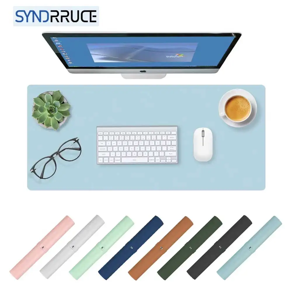 Large Computer Mouse Pad Gamer Waterproof PU Leather Gaming MousePad Candy Colors Keyboard Table Mats  Portable PC Desk Mat