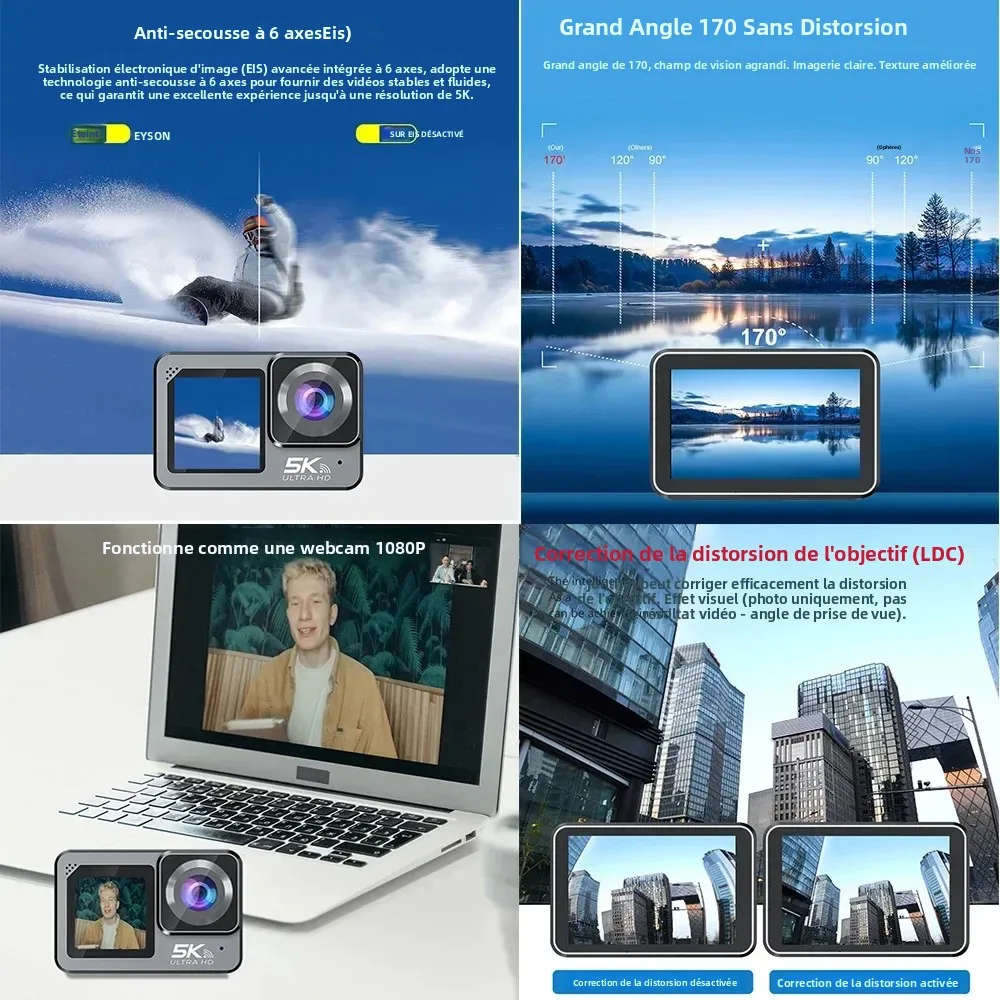 Image 4: F6W caméra d'action micro sans fil 5K 4K60FPS 48MP 2.2 