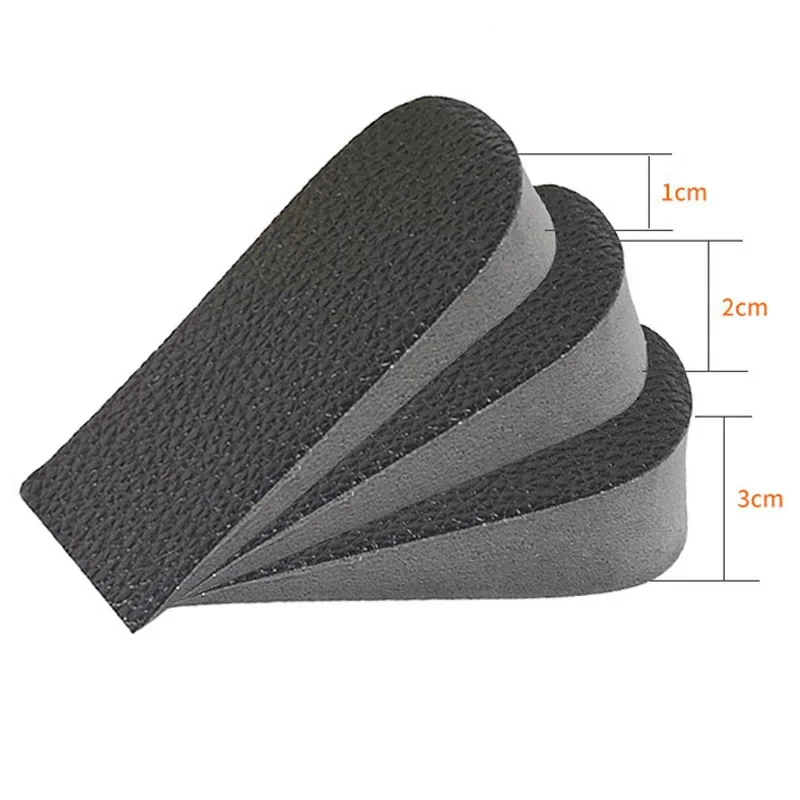 1 Pair Hard PU Leather Height Increase Insole Sneakers Heel Insert Heighten Half Insoles 1-3cm Shoe Pads Insoles for Unisex