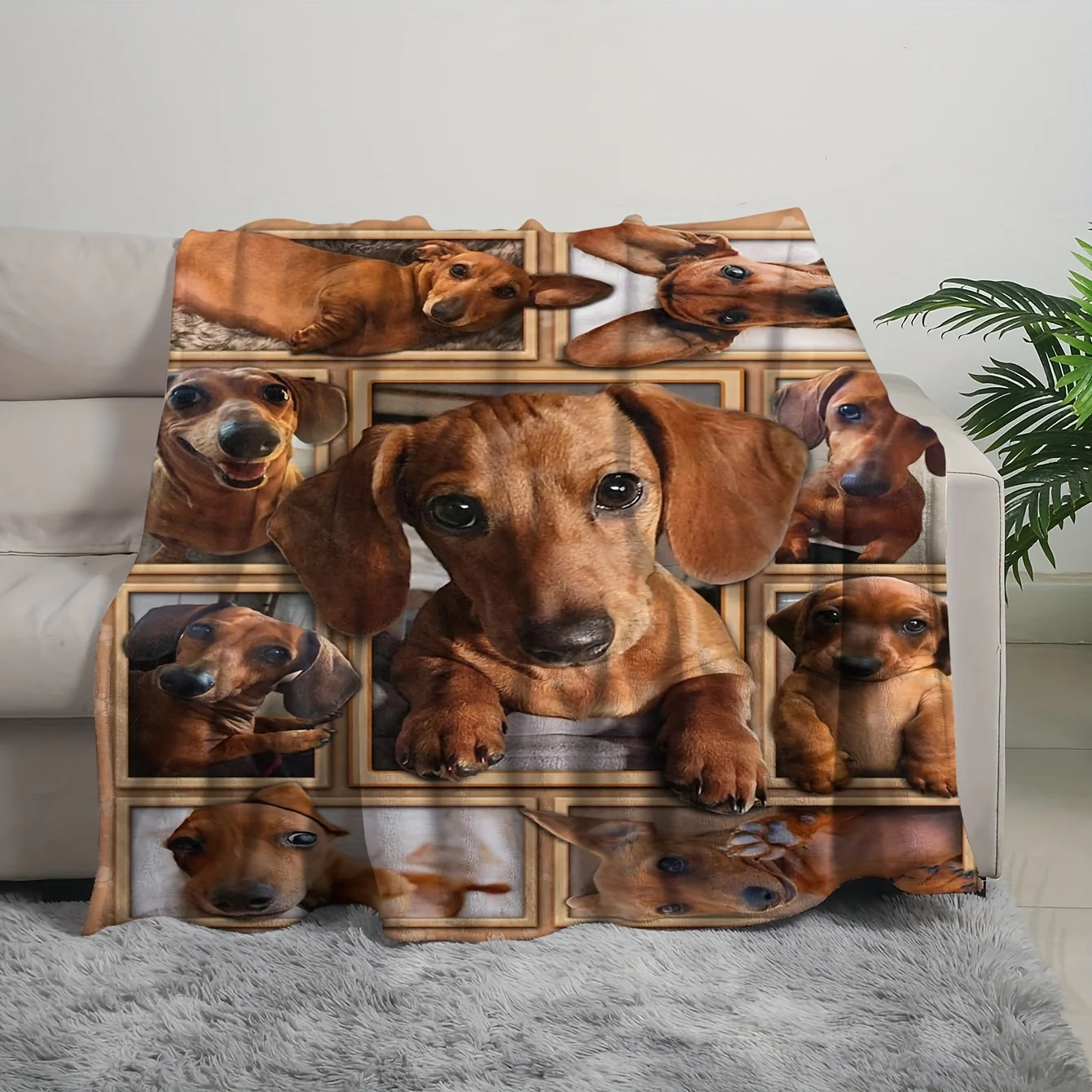 1pc Cozy Dachshund Dog Throw Blanket - Super Soft, Lightweight, Warm, and Plush Flannel Blanket for Sofa, Bed, and Living Room