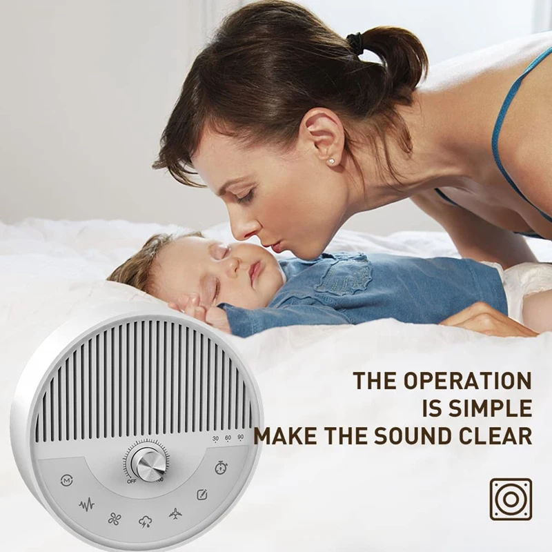 White Noise Sound Machine For Adults Kids Baby, Bluetooth 5.0 Portable Sleeping Sound Machine, For Home Travel