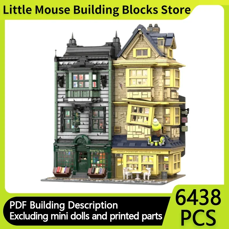 Street View Model MOC Building Bricks Bookstores And Restaurants Modular Technology Gifts Holiday Assemble Children Toys Suit