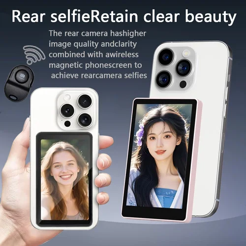 AHXJKA 3,97 Vlog Selfie Monitor pantalla soporte magnético inalámbrico Smartphone para teléfono inteligente transmisión en vivo grabación de vídeo Bluetooth