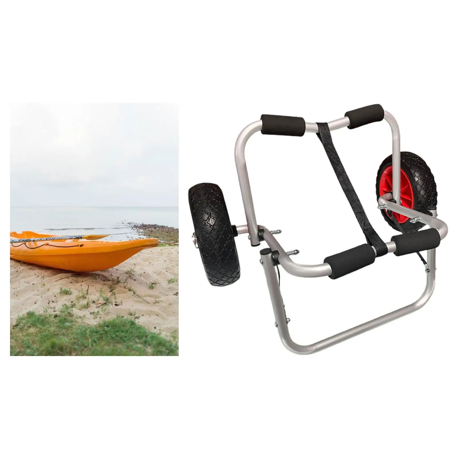 Foldable Kayak Cart Kayak Jon Boat Carrier Lightweight Float Mats Aluminum Alloy Paddleboard Kayak Accessories Kayak Dolly Cart