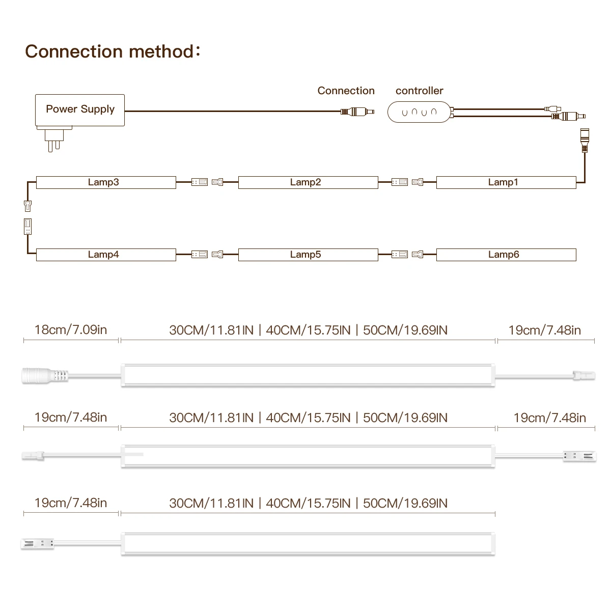 1-6PCS LED Bar Light Efficient Heat Dimmable RF Remote/Bluetooth Control 12V 30CM/40CM/50CM Night Lihgt for Kitchen Living Room