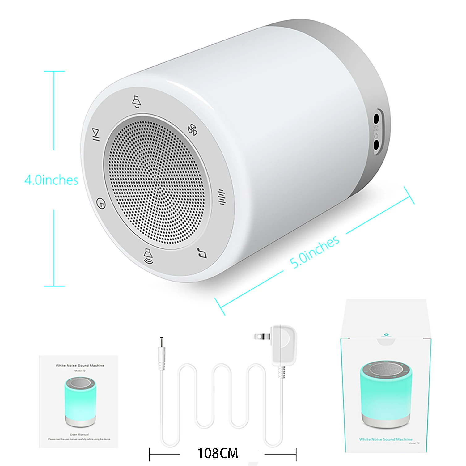 Imagem -06 - Led Night Light Baby Dormir Machine 32 White Sound Noise Machine Dimming Timeable para Dormir Lâmpada de Suporte