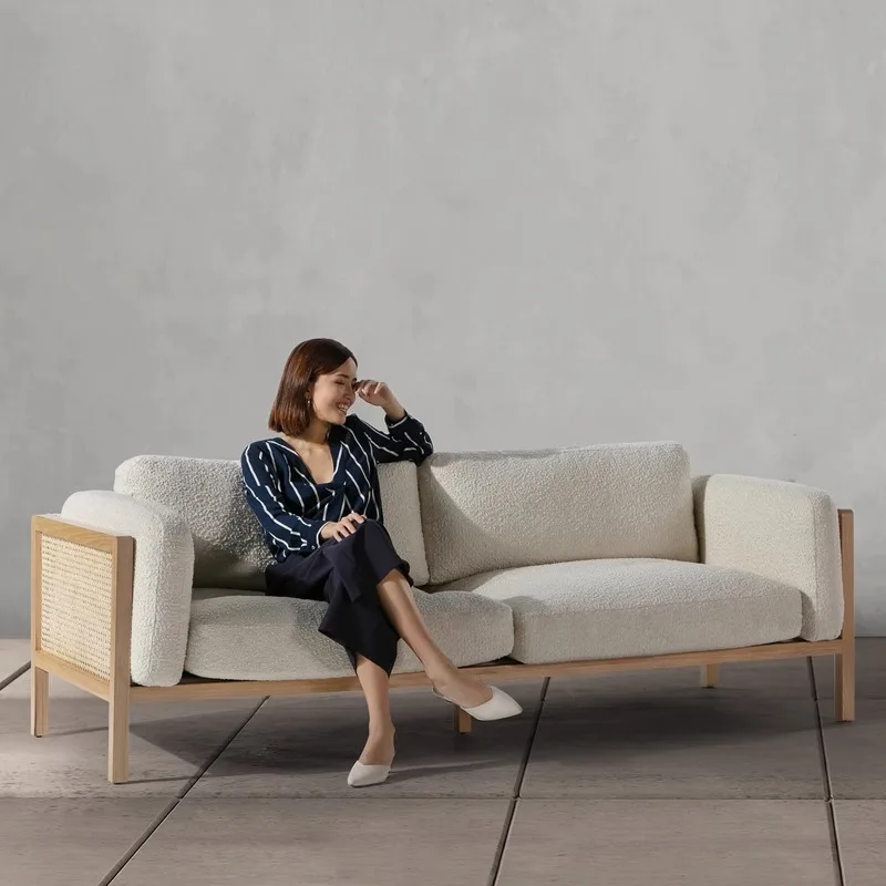 

Vine woven sofa combination Nordic creative living room solid wood lounge chairs, homestays, hotels, coffee shops, furniture