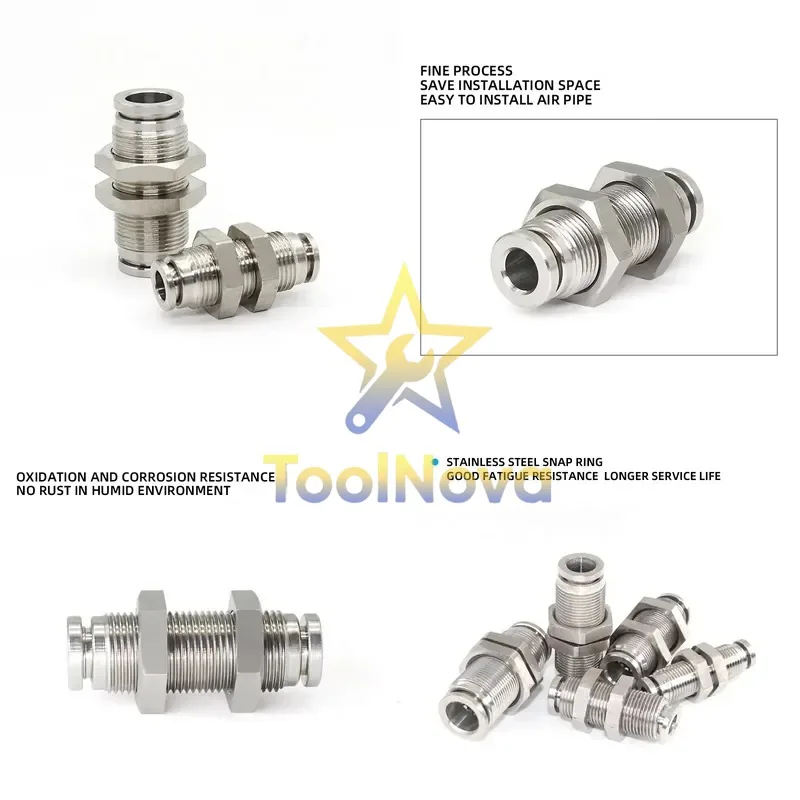 2026*Hotsale* Stainless Pipe Fittings Straight Through 304L Metal Pneumatic Threaded Joint Push in Quick Connectortor
