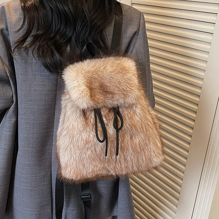 حقيبة ظهر نسائية فروي فاخرة 2025، محفظة أنيقة جدًا بحزام قابل للتعديل، حقيبة دلو برباط واسعة للعمل وعطلة نهاية الأسبوع