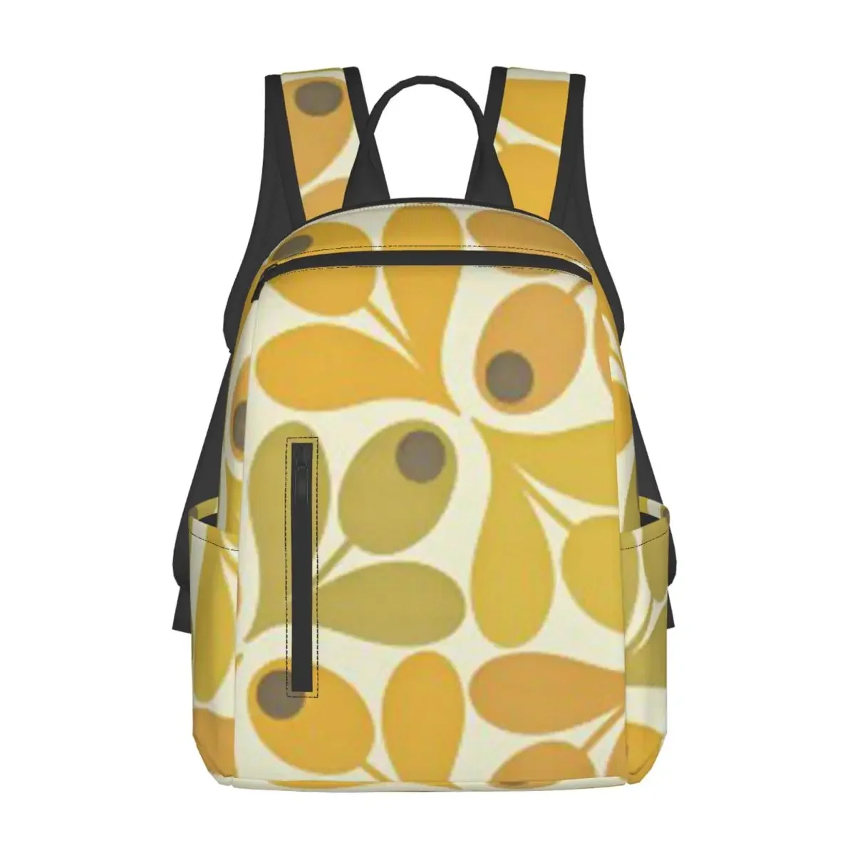 Orla Kiely Flower Design, Yellow Color Kiely Backpack Large Capacity Children BookBag School Bag Shoulder Bags for Men Women