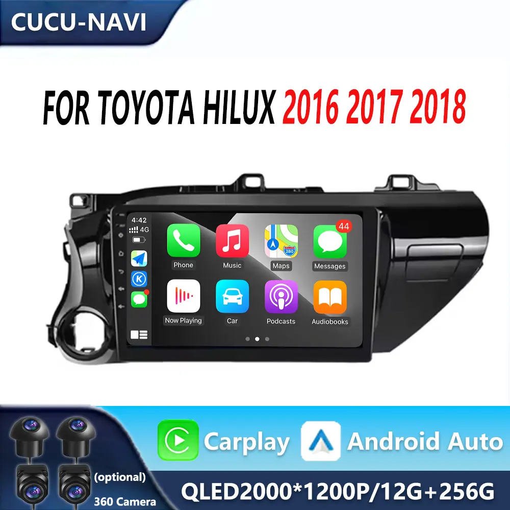 

Автомобильное радио Ainavi для Toyota Hilux LHD 2015 2016 2017 2018 2020 2021 2023, беспроводной Carplay Android, авто, мультимедийный плеер, стерео