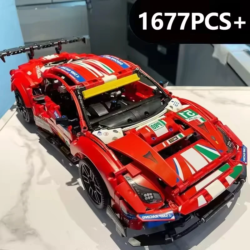 

1684 шт. 488GTE гоночный автомобиль, здание 1:8 MOC, спортивный автомобиль, строительные кирпичи, строительные наборы, сборная модель суперкара для взрослых