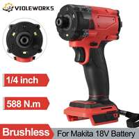 588N.m Brushless Electric Impact Driver 1/4 Inch Variable Speed Cordless Electric Screwdriver  for Makita 18V Battery