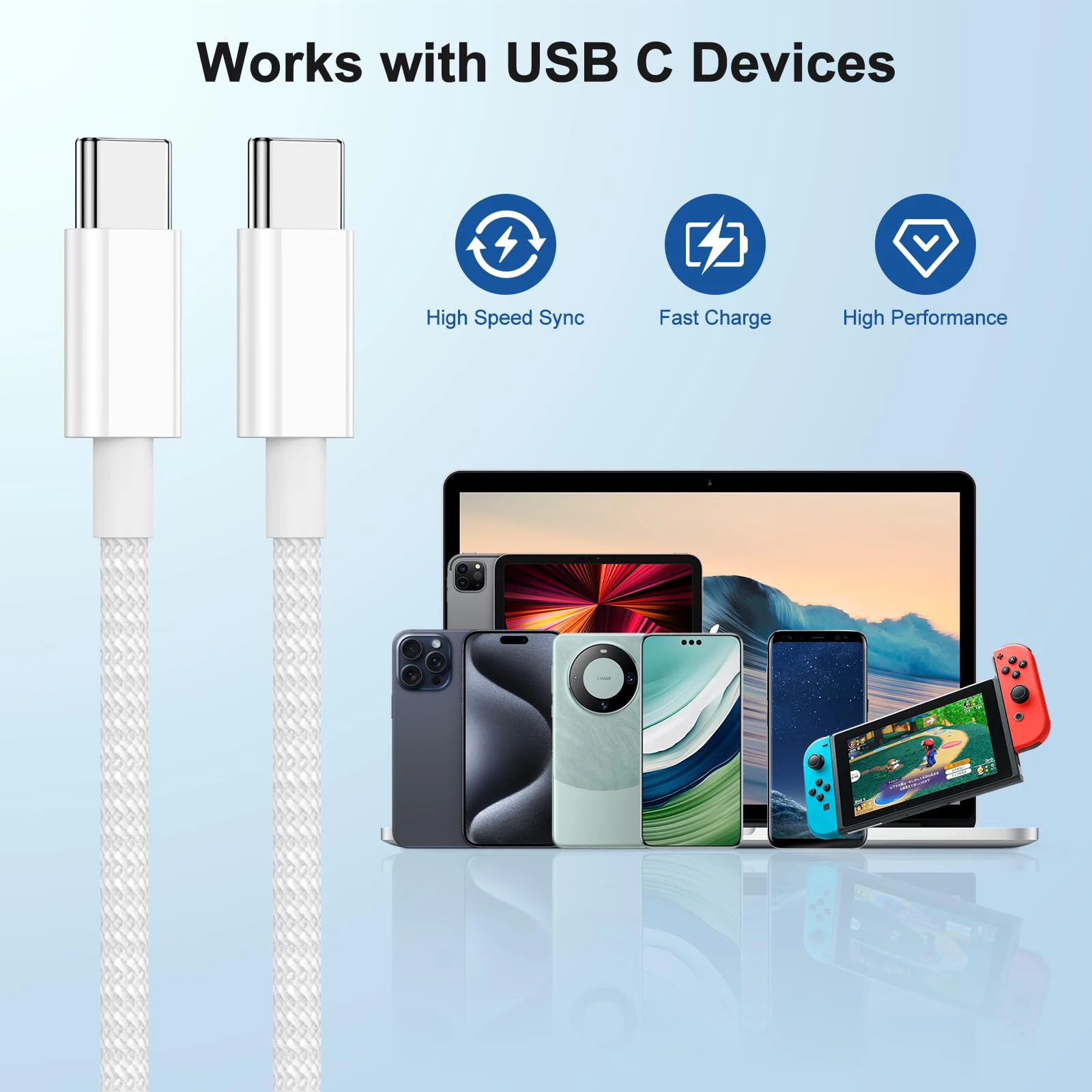 For Apple PD 60w USB C Charger Cable For iPhone 15 Pro Max Plus Dual Type c Fast Charging Data Cable For Samsung Xiaomi