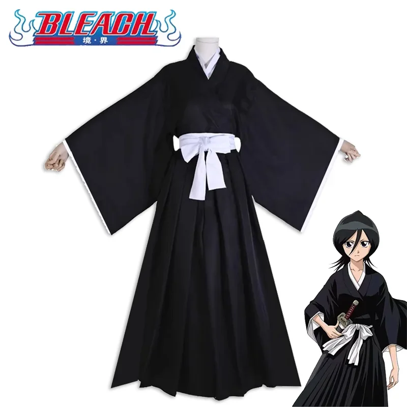 

BLEACH Kuchiki Rukia Adult Unisex Cosplay Costume Samurai Uniform Kendo Kimono Full Set Accessories Halloween Carnival Outfits