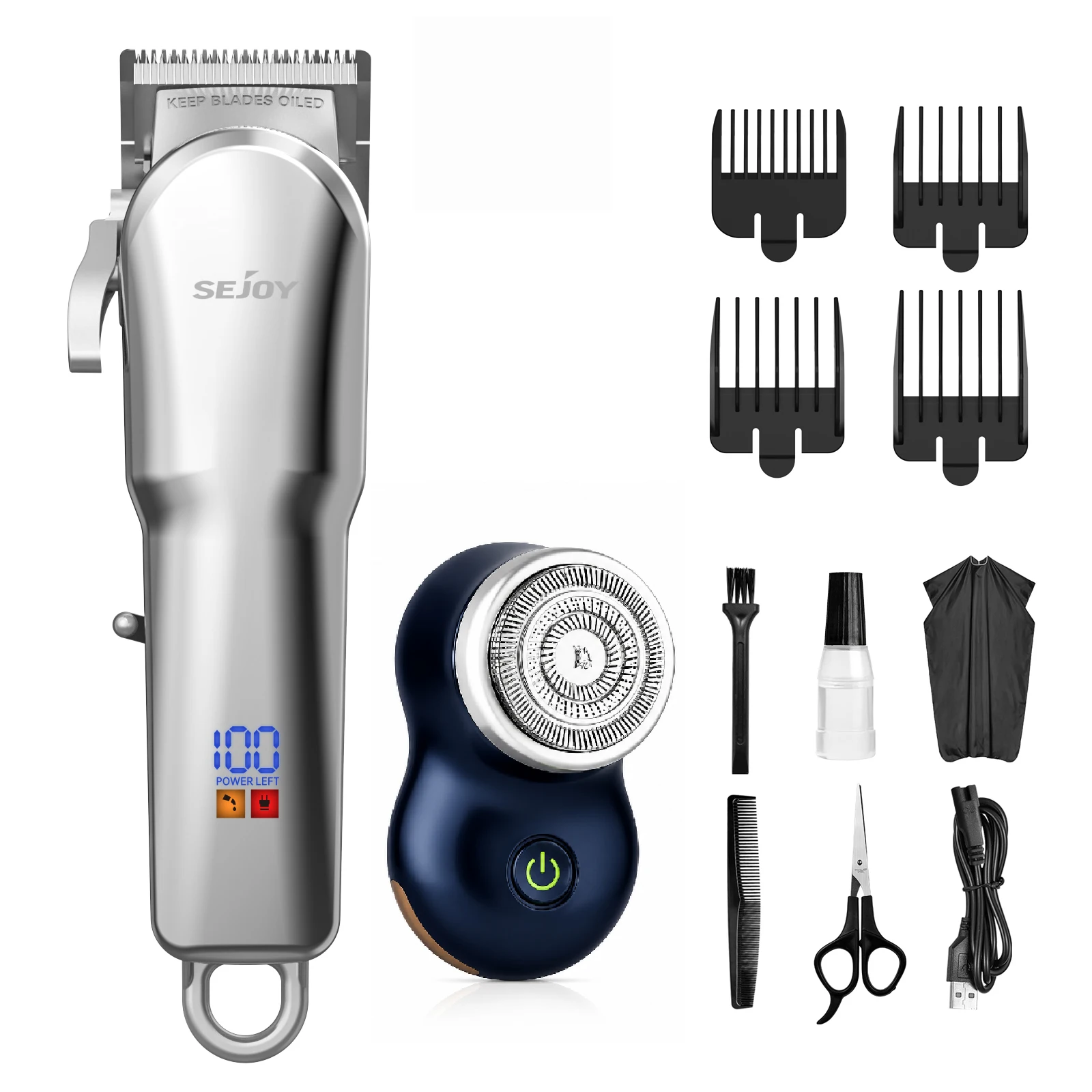 Set di tagliacapelli Sejoy e rasoio elettrico per capelli e barba, kit per tagliare capelli e barba, per parrucchieri domestici e fai-da-te