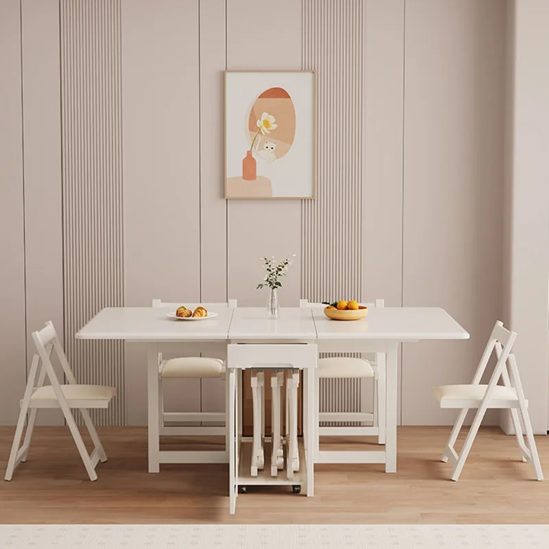 Kitchen Modern Utensils Dining Table Family White Mobile Folding Dining Table Side Small Mesa De Centro De Sala Home Furniture